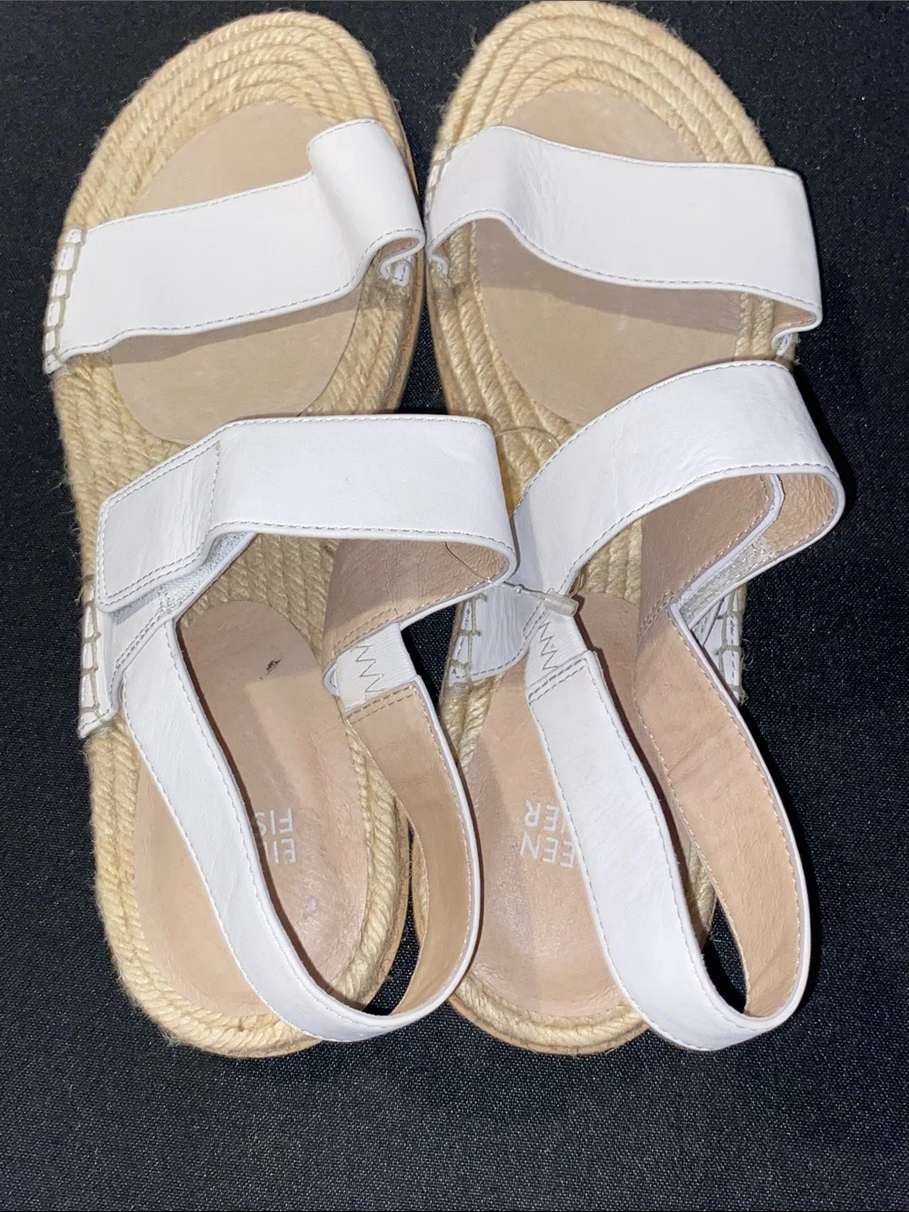 EILEEN FISHER MAX TUMBLED LEATHER ESPADRILLE SANDLE SIZE 11  ANKLE STRAP NWOT